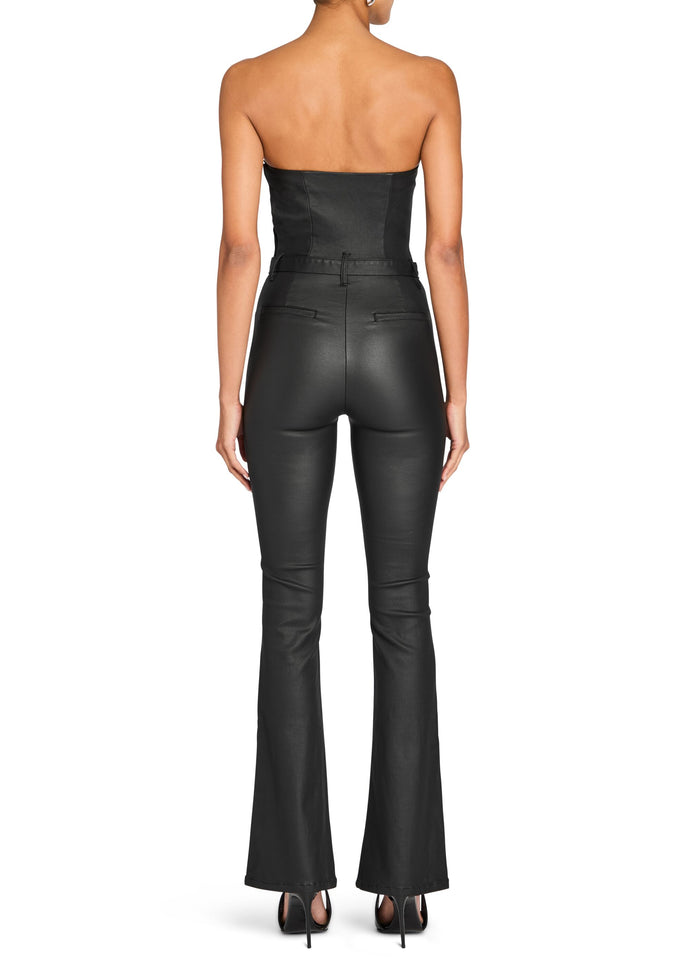 Vice Coated Denim Slim Flare Jumpsuit