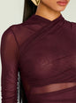Moxey Ruched Mesh Mini Dress thumbnail image 2 of 5