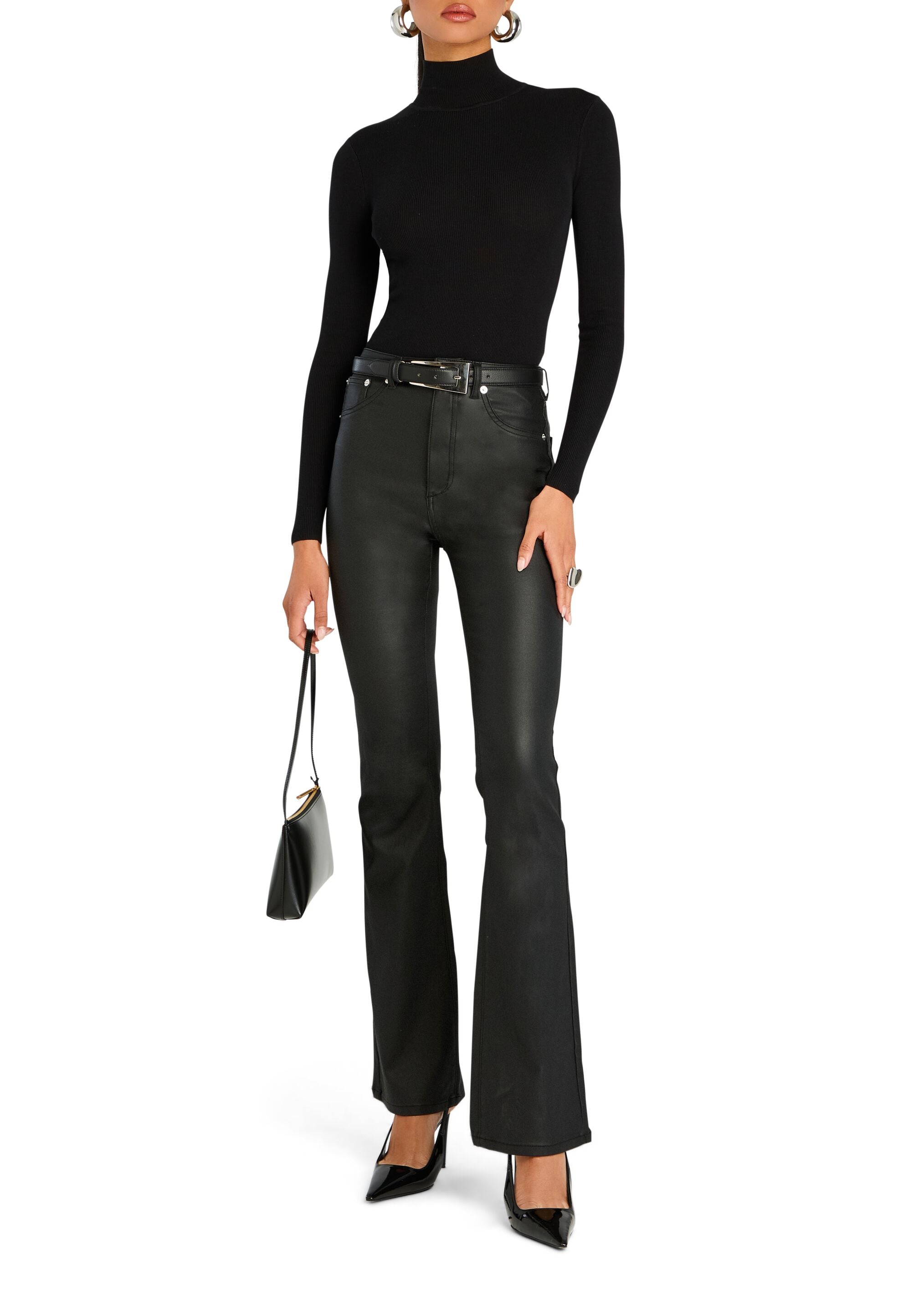 ★ ★ Here Black High Rise Flare Fit Italian Deni Barbara High-Rise Bootcut Jean | Premium Italian Fabric