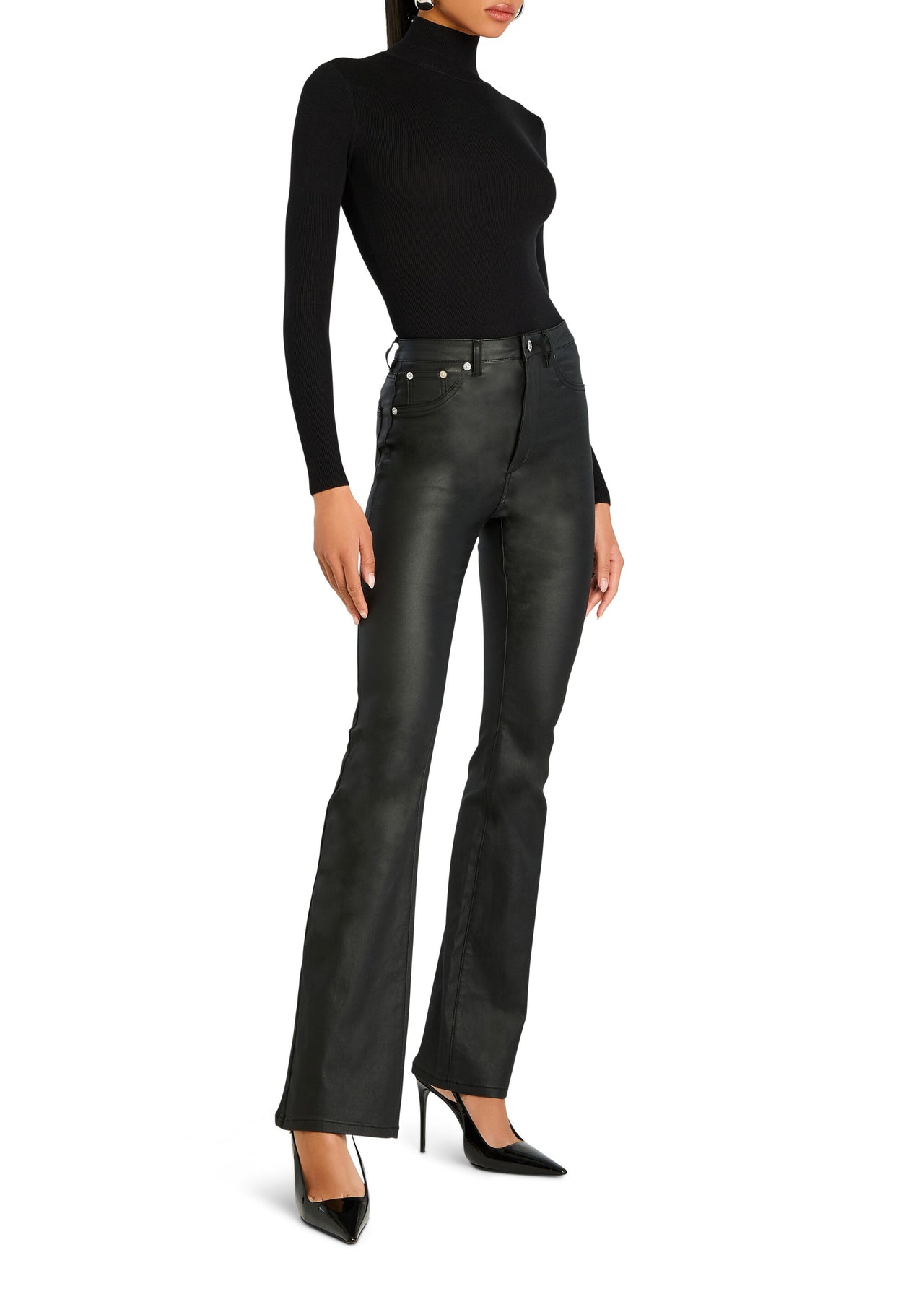Presely Coated Denim High Rise Flare Jean – SEROYA