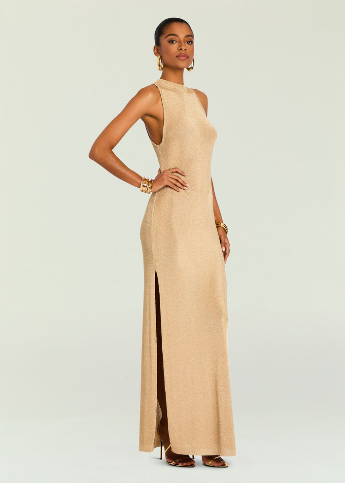 Henne Metallic Knit Maxi Dress – SEROYA