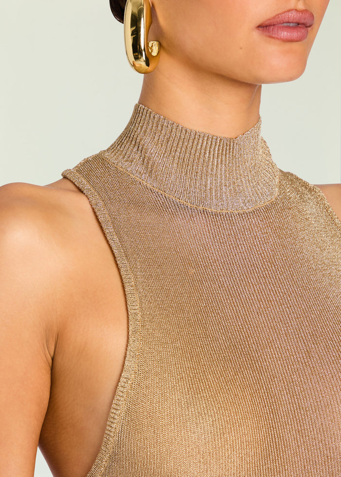 Gio Metallic Knit Mini Dress