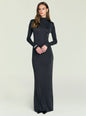 Kim Maxi Dress in charcoal gray with long sleeves and a turtleneck, floor length thumbnail image 1 of 5