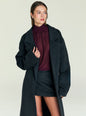 Lyli Wool Coat worn open over a burgundy high neck top with oversized lapels thumbnail image 5 of 5