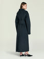Lyli Wool Coat back view in dark charcoal wool with a wide belt at the waist thumbnail image 4 of 5