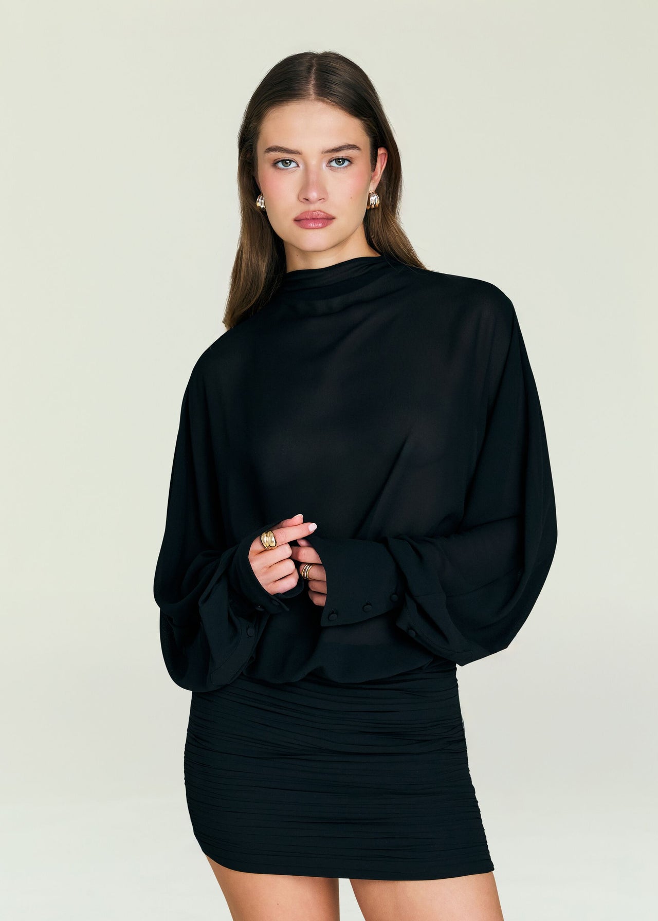 SEROYA Minette Mini Dress in Black - Size M SEROYA Minette Mini Dress in Black - Size M