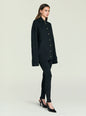 Full body view of model in Sal Sweater black knit cardigan and matching pants thumbnail image 3 of 5