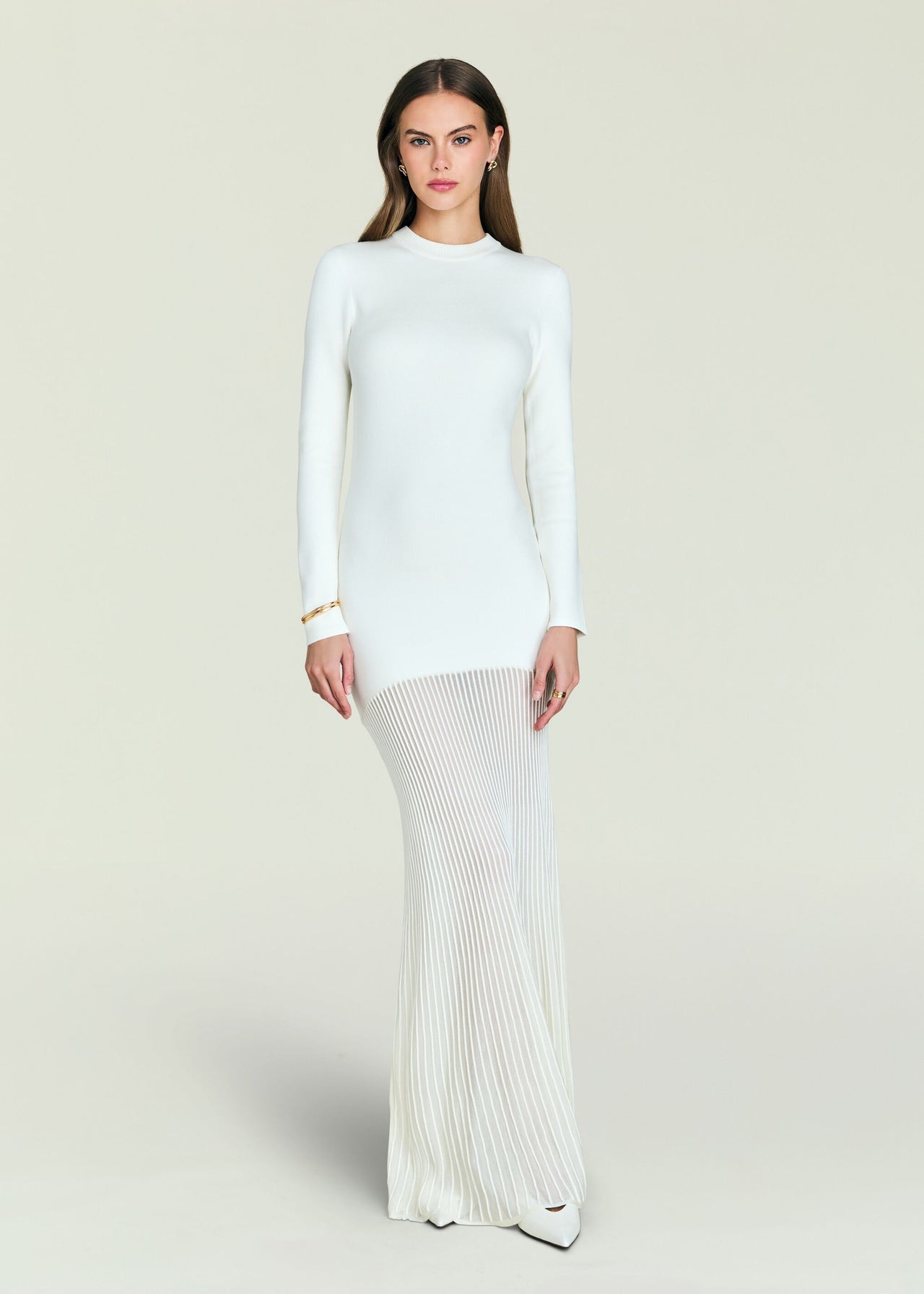 knee length dresses for ladies Nora Knit Maxi Dress in Ivory