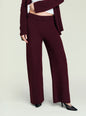 Close up of burgundy Juna Knit Pant waistband and knit texture with a white top peeking out thumbnail image 1 of 5