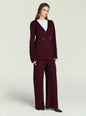 Tundra Sweater burgundy knit top worn with matching wide-leg pants on model. thumbnail image 5 of 5