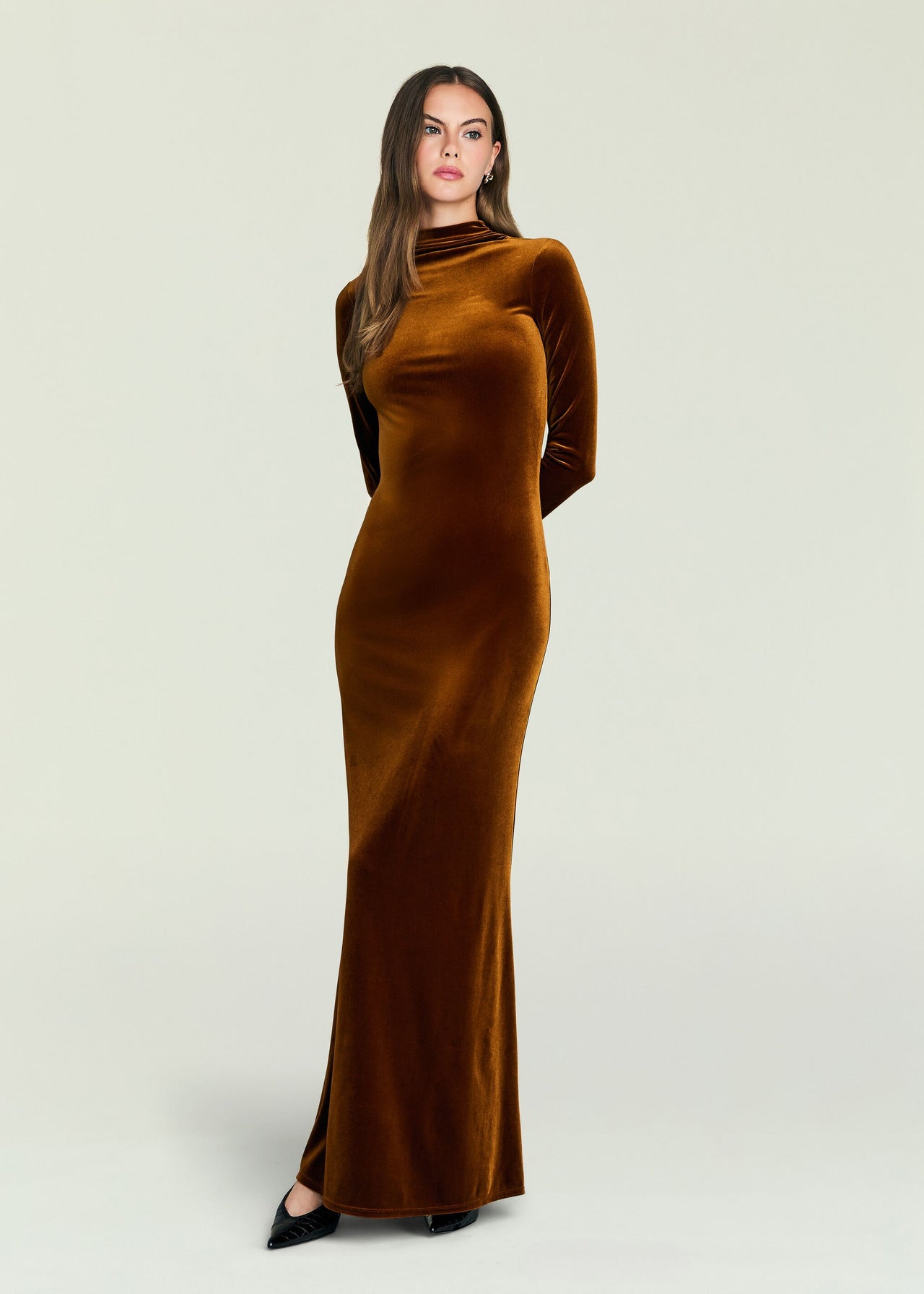 Ser.O.Ya Women's Viola Velvet Maxi Dress - Brown - Maxi Dresses Ser.O.Ya Women's Viola Velvet Maxi Dress - Brown - Maxi Dresses