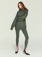 Model wearing an olive green oversized knit sweater paired with Kelsey Stirrup Leggings thumbnail image 5 of 5
