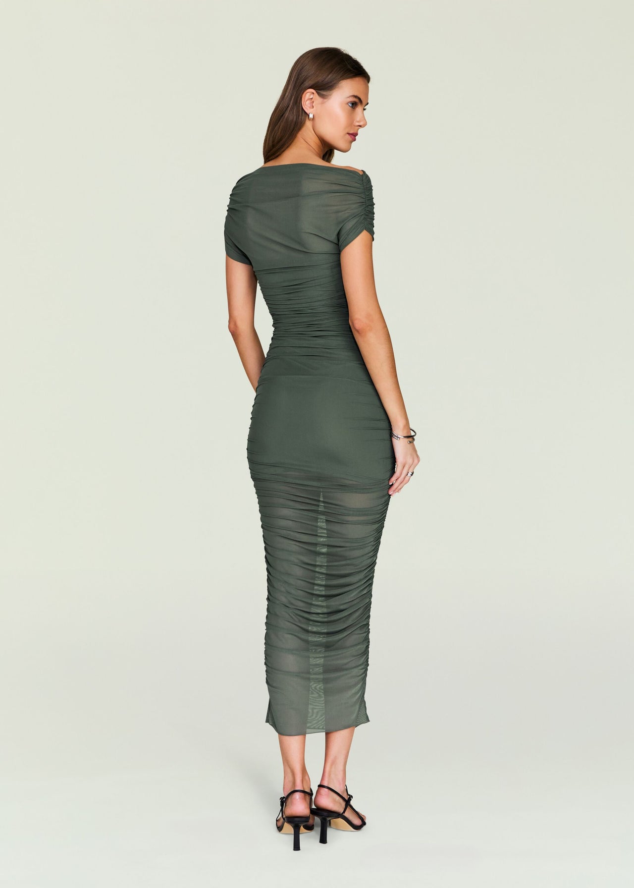 fitted midi mesh dress Midi Mesh Dress