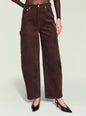 Front view of Fabi Corduroy Pant in dark brown corduroy with belt loops and front pockets. thumbnail image 1 of 5