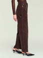 Side view of Fabi Corduroy Pant in brown corduroy showing belt loops and side pocket. thumbnail image 3 of 5