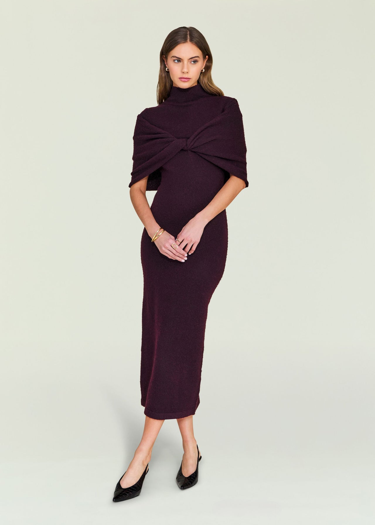 Wisteria Knit Midi Dress Xs / Merlot