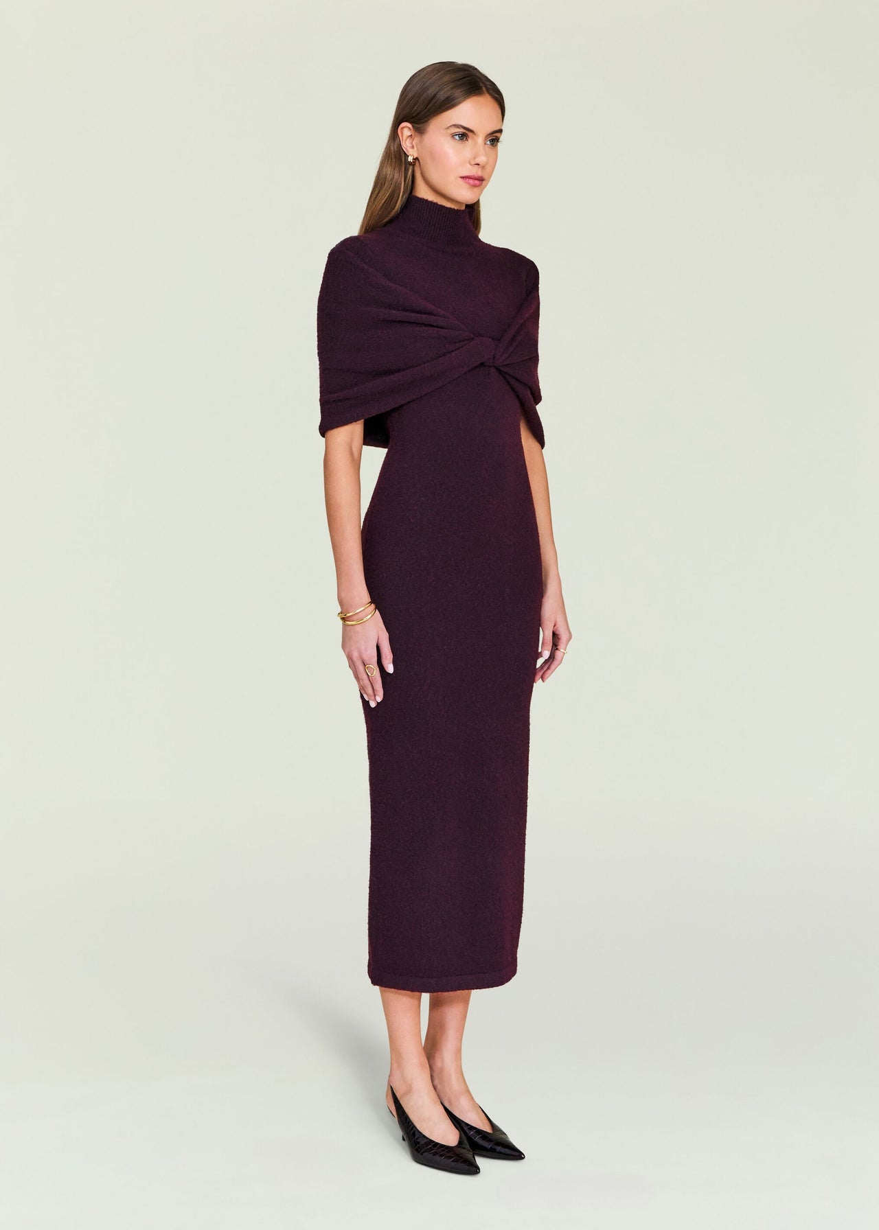 knee length dresses for ladies Wisteria Knit Midi Dress Xs / Merlot