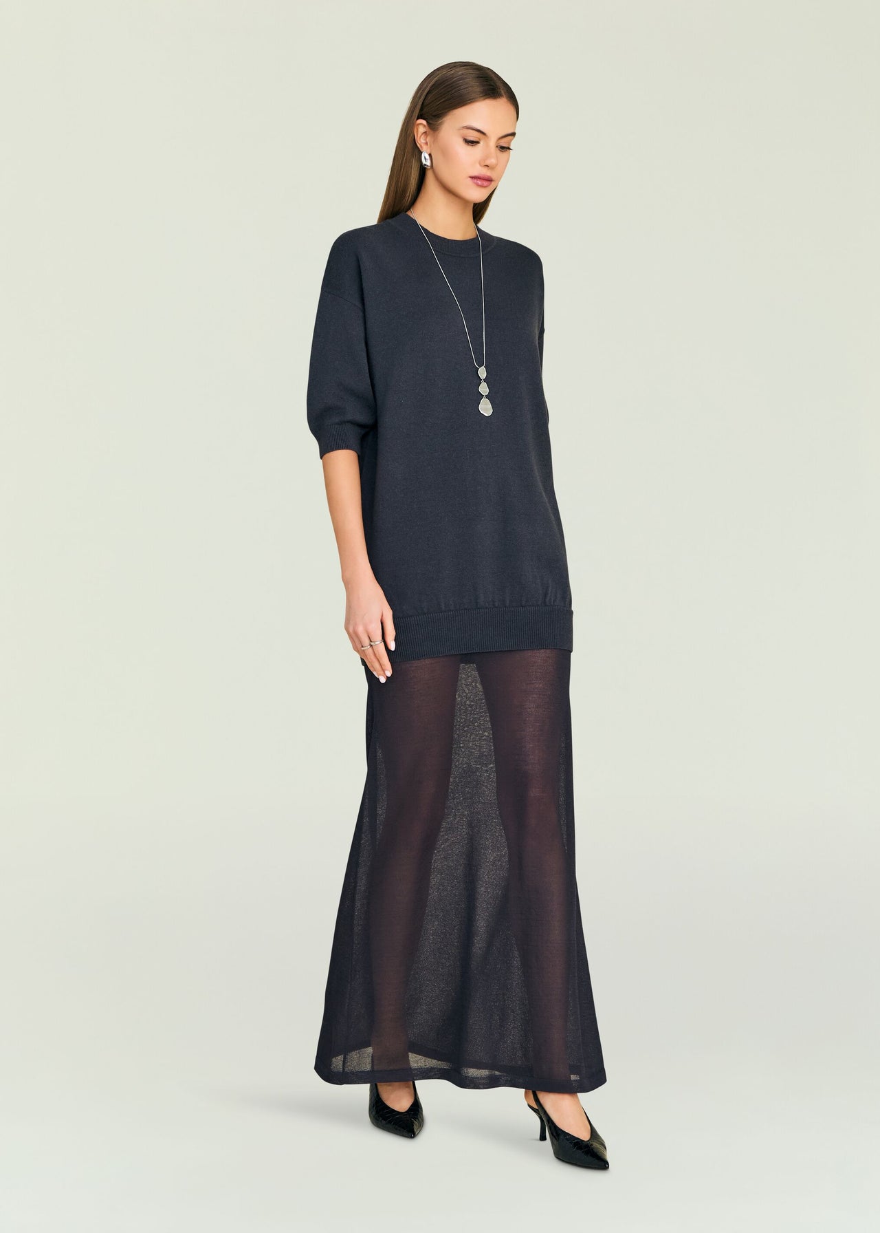 Arwen Knit Maxi Dress Dark Charcoal / M