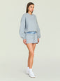 Light gray Taley Sweatshirt with matching shorts on a model against a pale backdrop thumbnail image 3 of 5