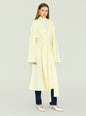 Crosby Sweater Duster pale yellow long belted coat worn by a model facing forward thumbnail image 3 of 5