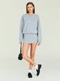 Dionne Mini Dress in heather gray with a relaxed sweatshirt silhouette and elastic waist. thumbnail image 5 of 5
