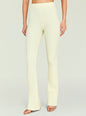 Cream Velira Knit Pant with vertical ribbing and elastic waistband on a model thumbnail image 1 of 5