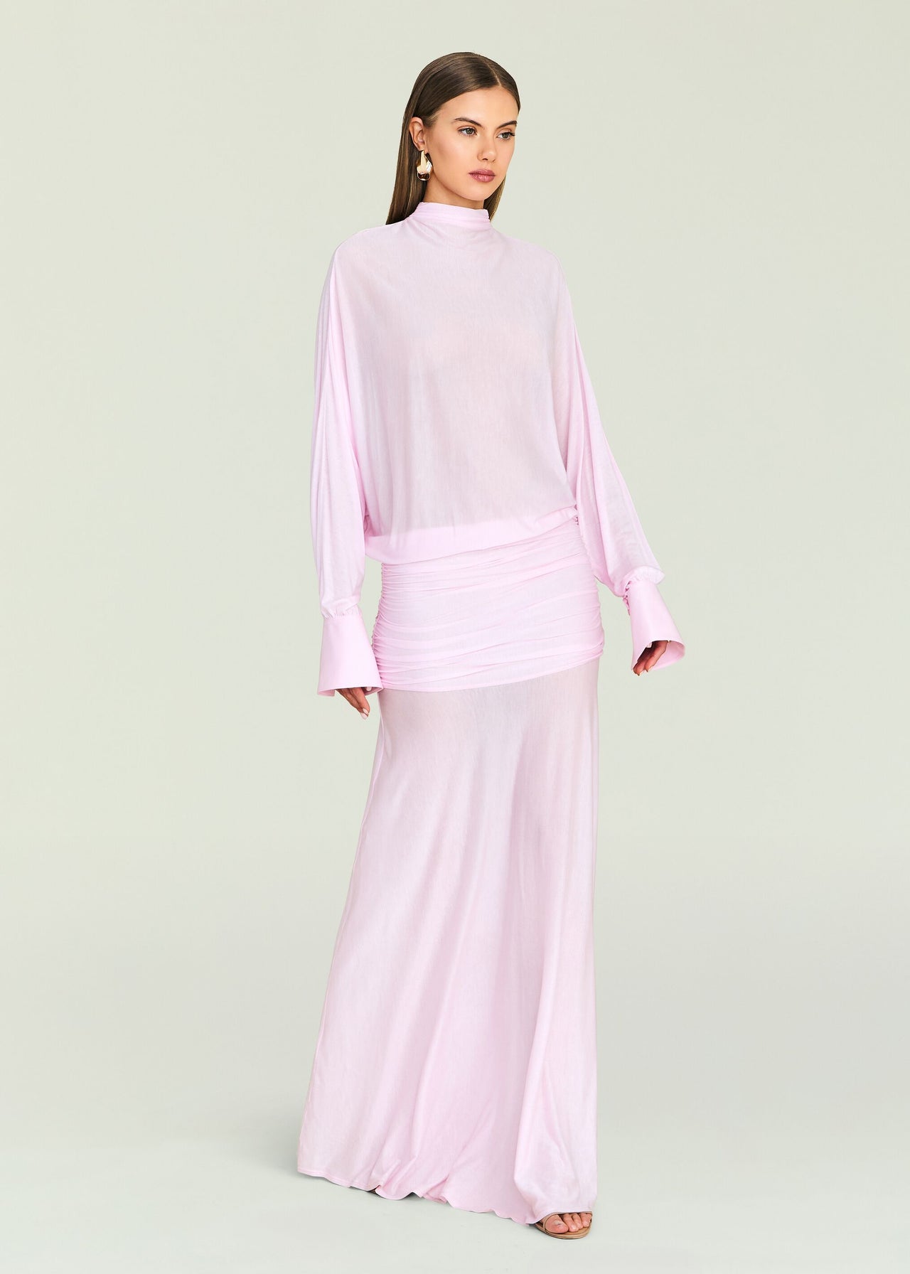 pastel pink maxi dress SEROYA Swan Maxi Dress in Pink