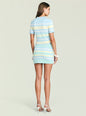 Rear view of pastel striped Panie Knit Top paired with a matching skirt and white heels. thumbnail image 5 of 5