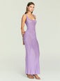 Model wearing Martina Metallic Knit Maxi Dress in lavender metallic knit with a scoop neckline. thumbnail image 3 of 5