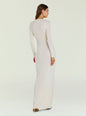 Back view of a model in a cream Ebony Maxi Dress with long sleeves and a floor length silhouette thumbnail image 4 of 5