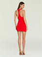 Back view of a model wearing a red Emmeline Mini Dress with a racerback cutout. thumbnail image 4 of 5