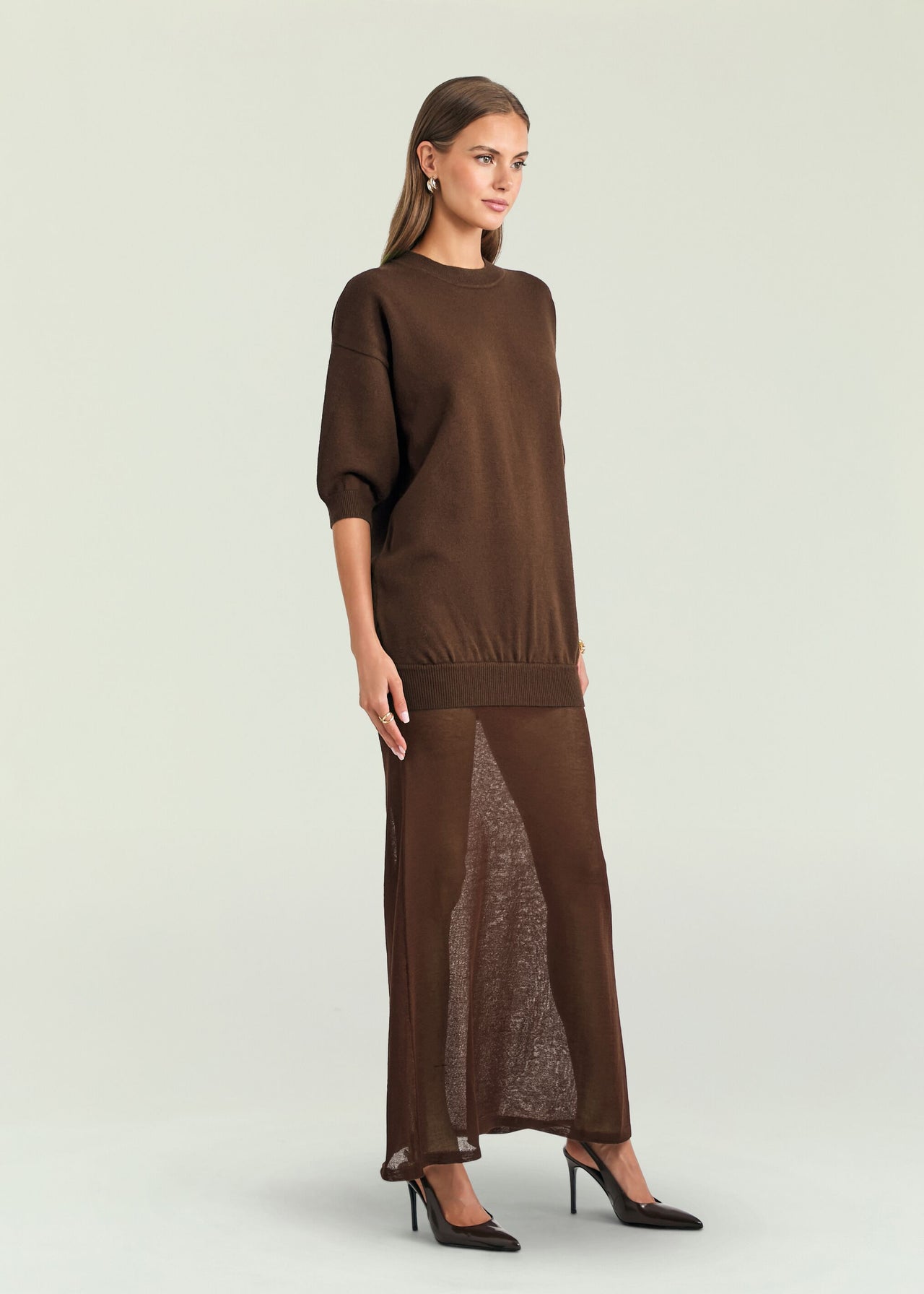 brown knit dress maxi Seroya Arwen Churchill