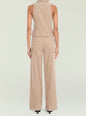 Back view of tan corduroy pants showing back pockets and a full-length wide leg fit. thumbnail image 5 of 5