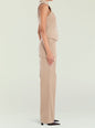Side view of tan corduroy pants with cargo pockets worn with a sleeveless top. thumbnail image 4 of 5