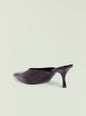 Dark burgundy crocodile-embossed Bonnie Leather Mule with pointed toe and slender heel thumbnail image 3 of 5