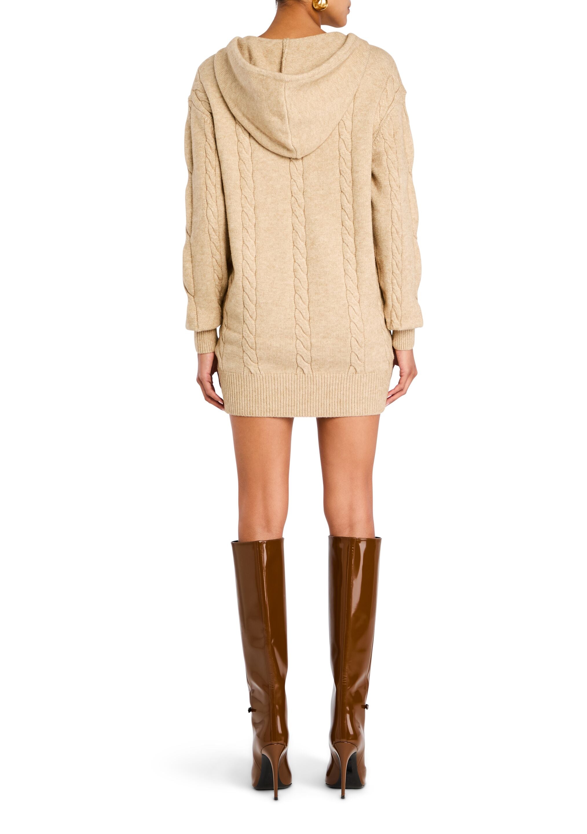 Cab Cable Knit Hoodie Dress