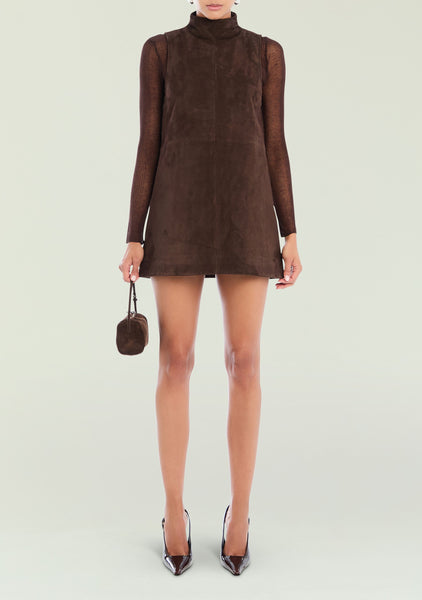 SEROYA Carina Suede Mini Dress Medium