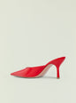 Red patent leather mule with pointed toe and slim stiletto heel thumbnail image 3 of 4