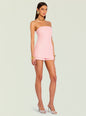 Terry Boucle Romper in pale pink textured fabric worn strapless on a model thumbnail image 3 of 5