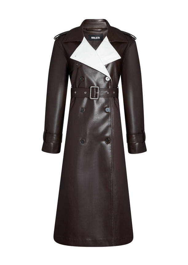 Estelle Vegan Leather Trench Coat