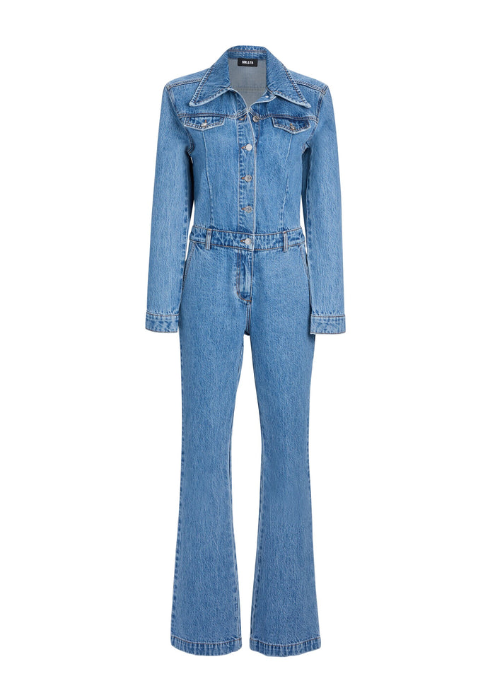 Mabel Fitted Denim Jumpsuit