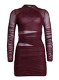 Moxey Ruched Mesh Mini Dress