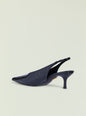 Isobel slingback heel close-up showing glossy crocodile-embossed strap and pointed toe thumbnail image 3 of 5