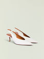 White Isobel Slingback Heel with pointed toe and tan leather insole thumbnail image 4 of 4