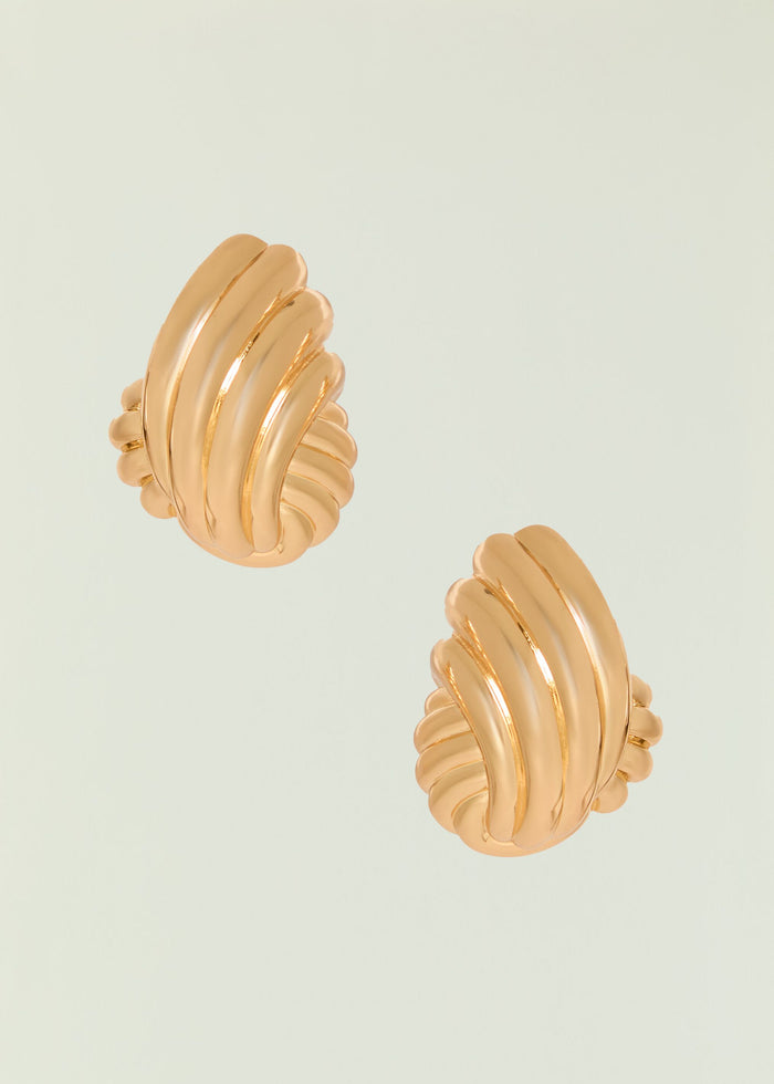 Jill Earrings large gold-tone spiral hoop earrings with ridged pattern