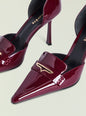 Close-up of burgundy patent leather Lida Loafer with a gold buckle accent. thumbnail image 4 of 5