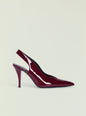 Maxime Slingback Heel in burgundy patent leather with pointed toe and slender stiletto heel thumbnail image 1 of 4