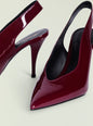 Maxime Slingback Heel in burgundy patent with pointed toe and slim stiletto heel thumbnail image 4 of 4