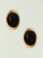 Sanaa Earrings gold circular frames with black enamel centers thumbnail image 1 of 2