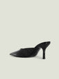 Black crocodile-embossed leather kitten mule with pointed toe and slim stiletto heel thumbnail image 3 of 4